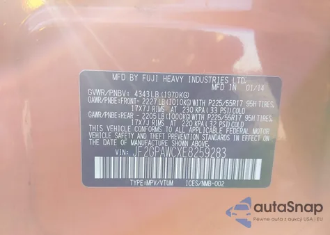 2014 Subaru Xv Crosstrek 2.0I Premium из США, поврежденный, VIN JF2GPAWCXE8259283